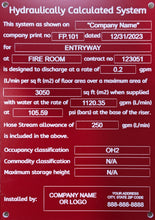 Load image into Gallery viewer, Fire Hydraulic Calculation Plate (5x7)