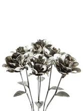 Load image into Gallery viewer, Half Dozen Metal Roses and Vase - Recycled Metal
