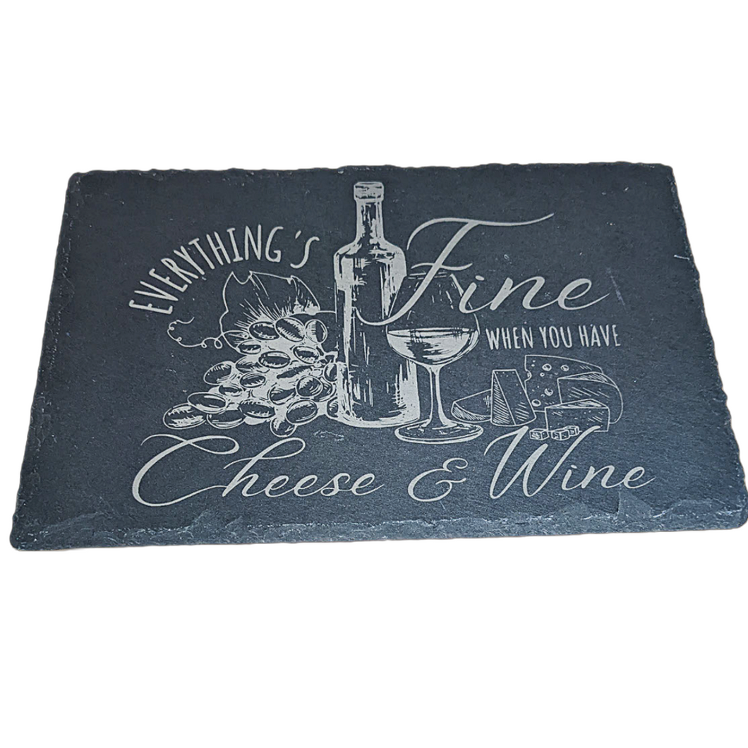 Slate Charcuterie Board - Cheese and Wine