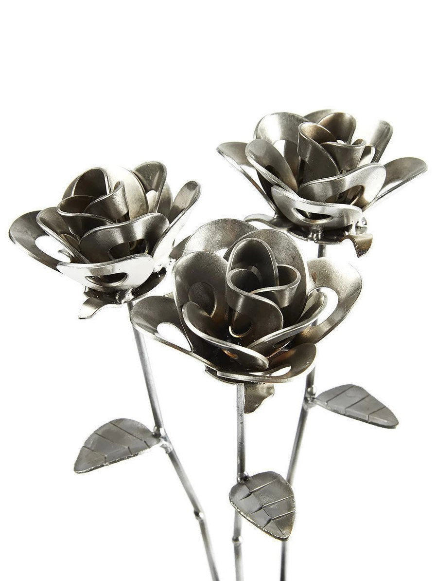 Three Metal Roses - Recycled Metal
